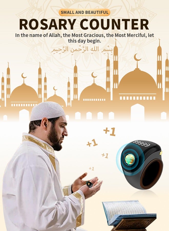 Tasbeeh Ring, Waterproof Zikr Ring, Vibration Smart Counter with OLED HD Display, Suitable for Prayer and Meditation Enthusiasts - Image 2